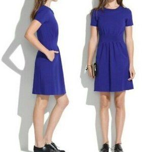 Madewell l Parkline Pleated Dress in Bright Cobalt Blue l size 4 - (6)